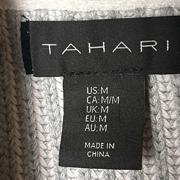 TAHARI grey open front cardigan,M. chunky knit , cottagecore,cabincore,office - Picture 10 of 14
